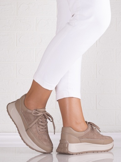 Pantofi dama casual Khaki din Piele Naturala Intoarsa Morela - Img 2