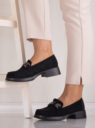 Pantofi dama casual Negri din Piele Ecologica Intoarsa Kalya - Img 2