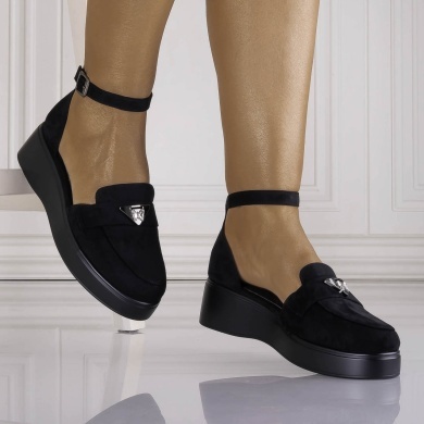 Pantofi dama Casual Negri din Piele Ecologica Intoarsa Kenia - Img 2