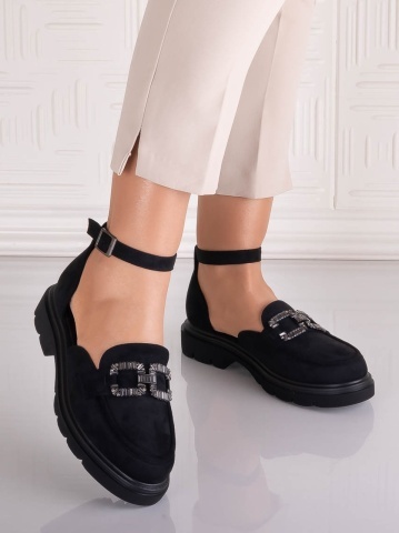 Pantofi dama casual Negri din Piele Ecologica Intoarsa Lipana