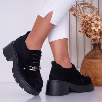 Pantofi dama casual Negri din Piele Ecologica Intoarsa Loredana - Img 3