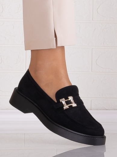 Pantofi dama casual Negri din Piele Ecologica Intoarsa Zawina