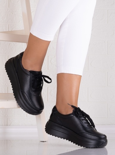 Pantofi dama casual Negri din Piele Naturala Delaia - Img 2