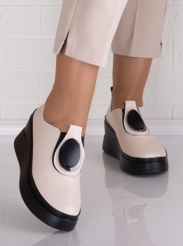 Papuci dama cu platforma Bej din Piele Naturala Armane - Img 4