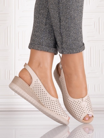 Sandale casual Bej dama din Piele Ecologica Seliorra