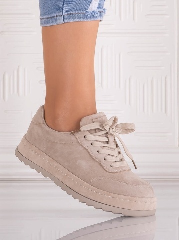 Sneakers dama Bej din Piele Ecologica Intoarsa Daliva