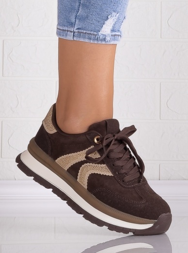 Sneakers dama cu platforma Maro din Piele Ecologica Intoarsa Suziana - Img 3