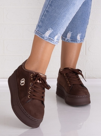 Sneakers dama cu platforma Maro din Piele Ecologica Intoarsa Zenda - Img 5