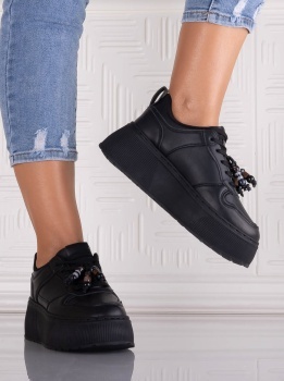 Sneakers dama cu platforma Negri din Piele Ecologica Arenia - Img 4