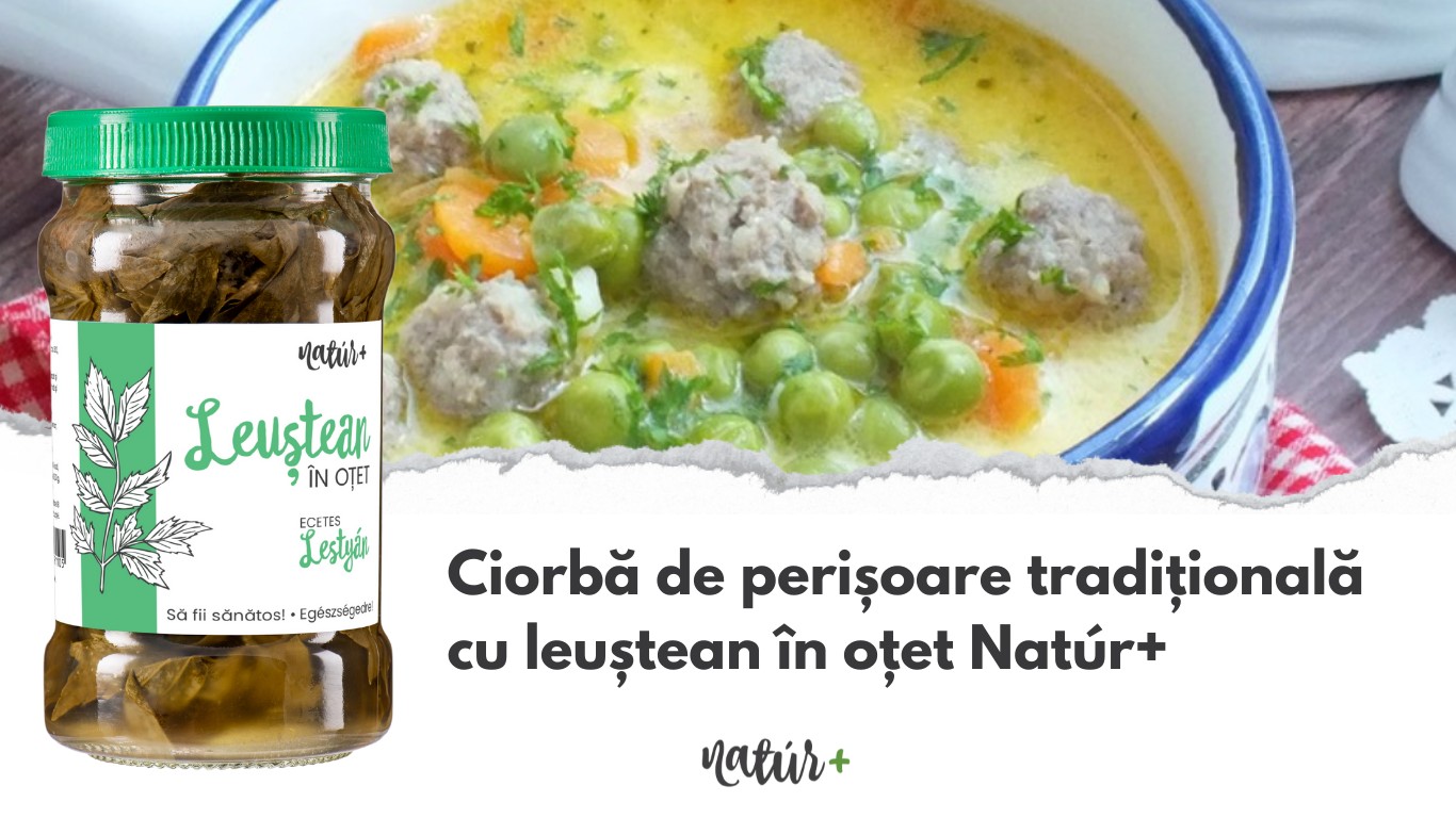 Ciorbă de perișoare tradițională cu leuștean în oțet Natúr+
