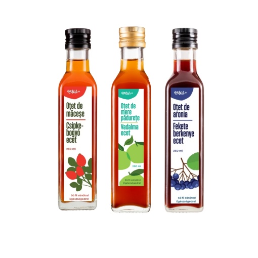 Pachet Natur+ pentru Salate – Oțet de: Măceșe, Mere Pădurețe și Afine de Pădure (3 x 250 ml)