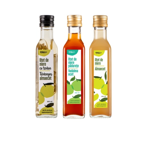 Pachet Natur+ pentru Supe și Ciorbe – Oțet de: Mere, Mere Pădurețe și Mere cu Tarhon (3 x 250 ml)