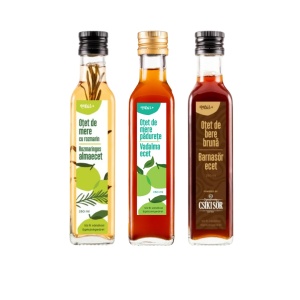 Set Natur+ pentru Marinat – Oțet de: Mere Pădurețe, Bere Brună și Mere cu Rozmarin (3 x 250 ml)