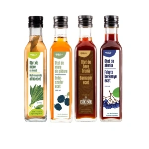 Set Natur+ Gourmet – Oțet de Bere Brună, Aronia, Mure de Pădure și Mere cu Leurdă (4 x 250 ml)