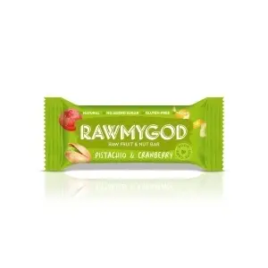 Baton vegan Rawmygod Fistic si Merisoare 40g