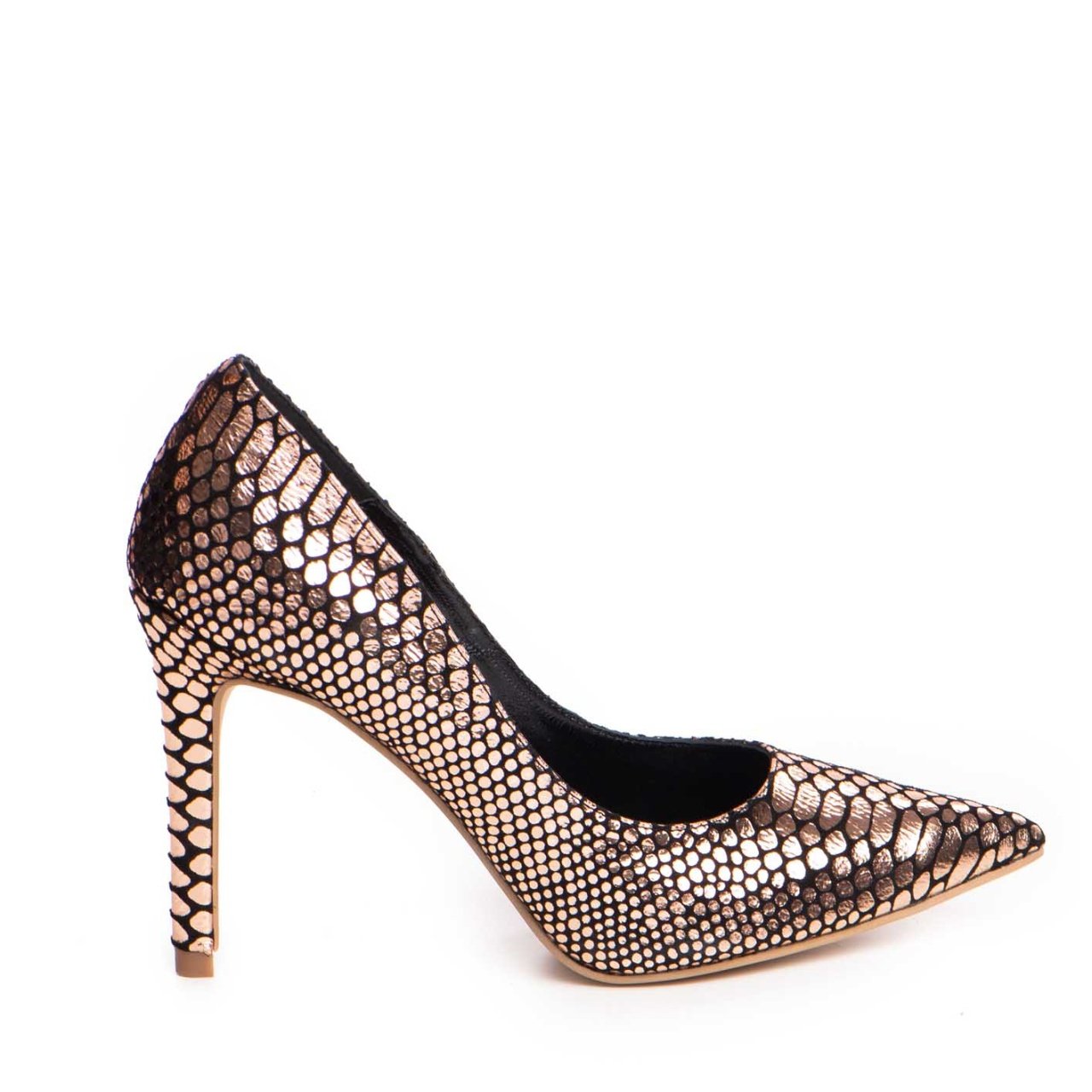 Pantofi Stiletto cu toc Eva Snake Print Sampanie - 2 | YEO