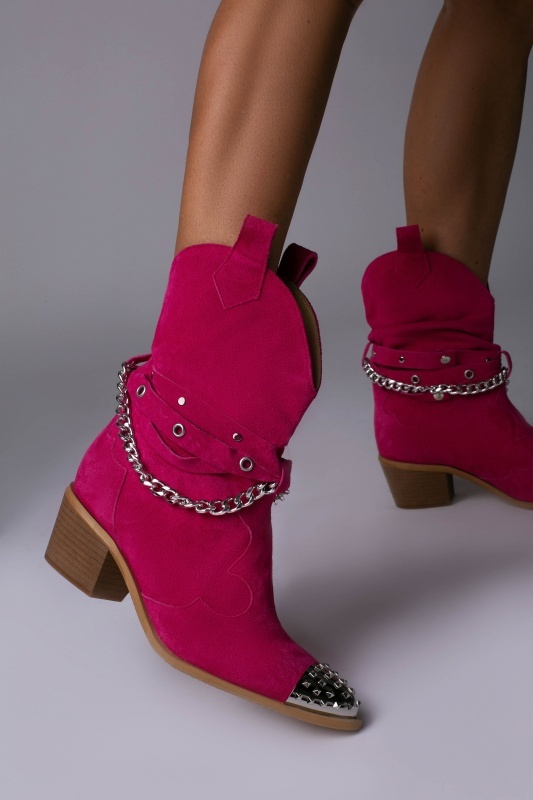 Ciocate Metallic Monarch piele intoarsa roz fucsia