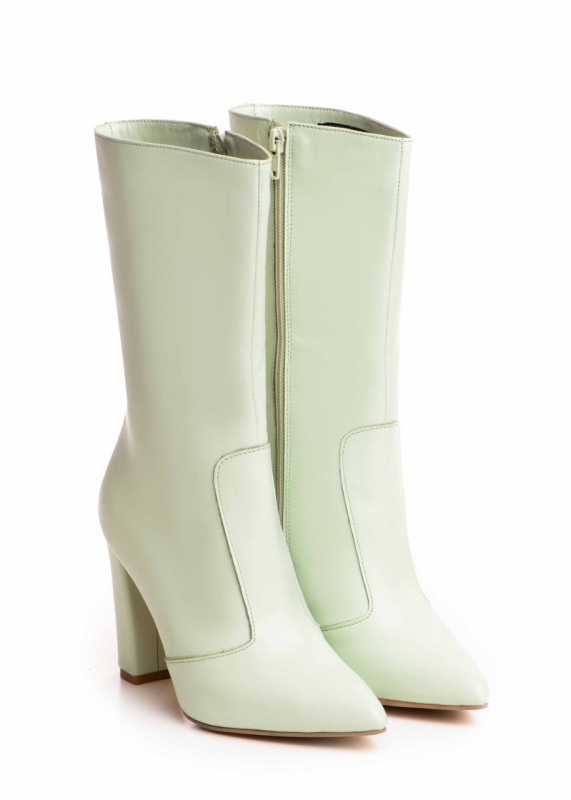 Cizme Teo piele naturala de culoare verde deschis
