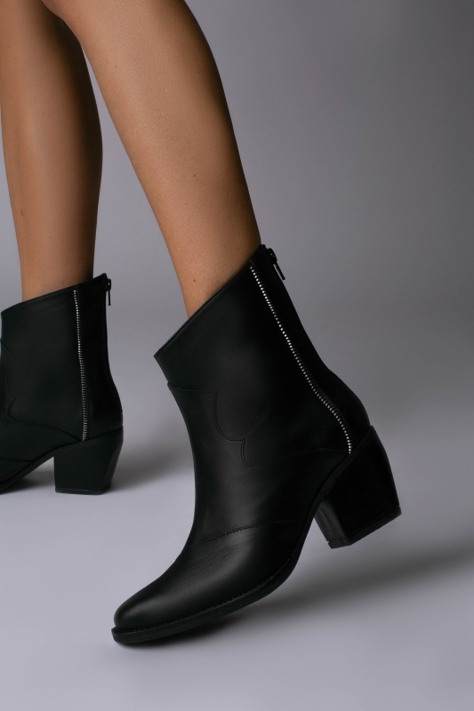 Ciocate Cressida din piele neagra cu accesoriu fermoar