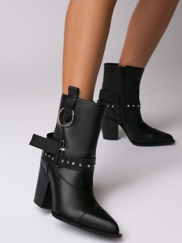 Ciocate Elektra cu toc inalt, piele naturala neagra