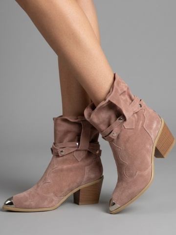 Ciocate Emira Piele Intoarsa Roz accesorii argintii talpa bej