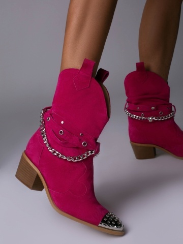 Ciocate Metallic Monarch piele intoarsa roz fucsia