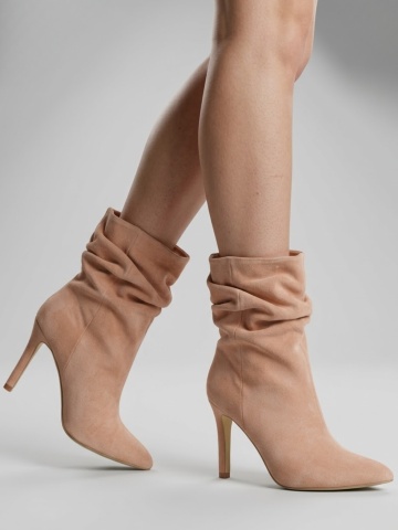 Cizme Fantasia piele intoarsa roz