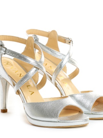 Sandale Berna Fantasy piele naturala argintie toc mic subtire