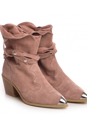 Ciocate Emira Piele Intoarsa Roz accesorii argintii talpa bej