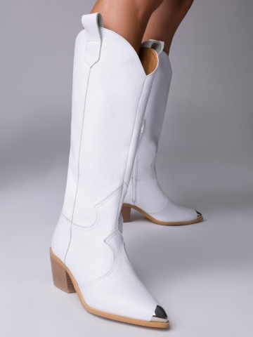 Ciocate Raven din piele alba bizonata si accesorii argintii