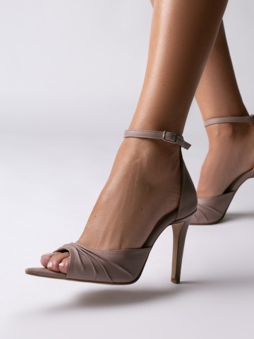 Pantofi Odessa piele naturala nude rose prafuit cu toc subtire