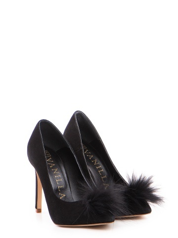 Pantofi Stiletto cu toc subtire Cristina, piele naturala, negru