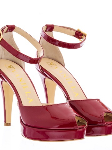 Sandale Beijing din piele lacuita grena Toc Mic