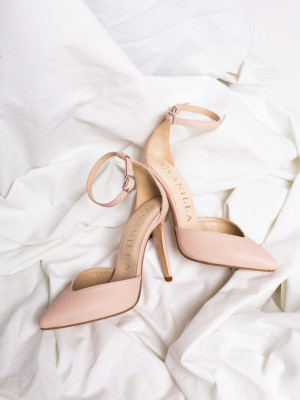 Pantofi Stiletto cu toc subtire Cati, piele naturala, roz pal