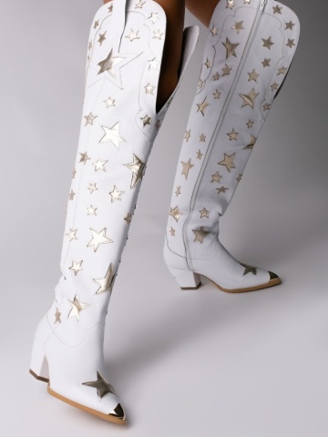 Ciocate Midnight Queen din piele naturala bizon alb si stelute aurii