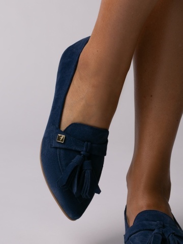 Pantofi Sabine din piele naturala intoarsa bleumarin – Outlet