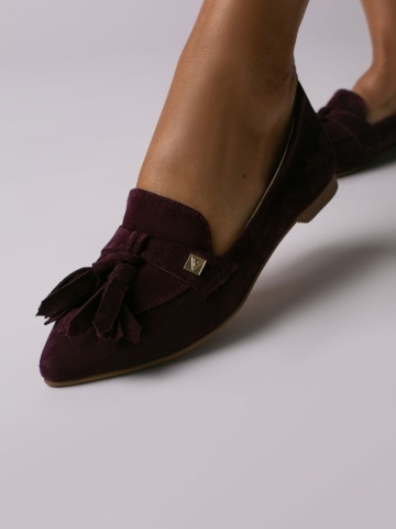 Pantofi Sabine din piele naturala intoarsa mov inchis – Outlet