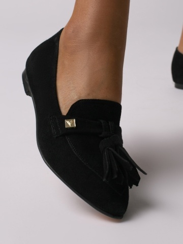Pantofi Sabine din piele naturala intoarsa neagra – Outlet