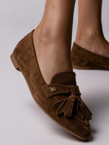 Pantofi Sabine piele naturala intoarsa maro
