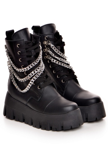 Bocanci Helsinki Piele Neagra Mata cu lanturi argintii