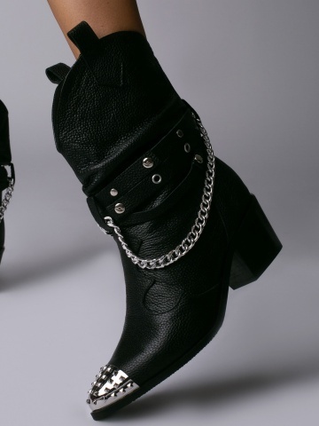 Ciocate Metallic Monarch piele bizonata neagra cu varf metalic mare