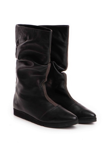 Cizme joase Mara din piele neteda neagra