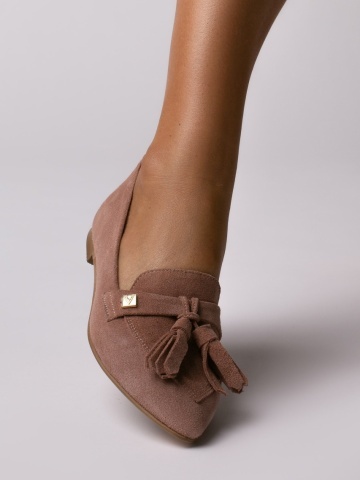 Pantofi Sabine din piele naturala intoarsa nude rose – Outlet