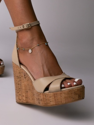 Platforme Marbella piele naturala bej – Outlet