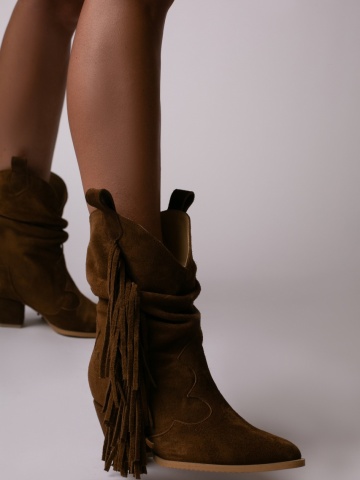 Ciocate Lituania Piele Intoarsa Maro cu franjuri laterali