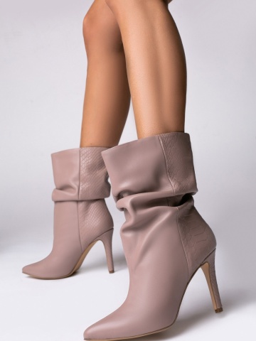 Cizme Fantasia piele naturala culoare nude rose prafuit