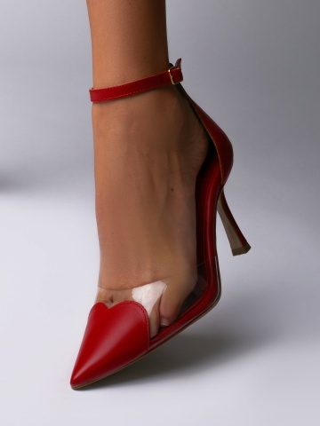 Pantofi Bellanova - Editie Limitata - piele naturala rosie cu toc mic evazat si silicon