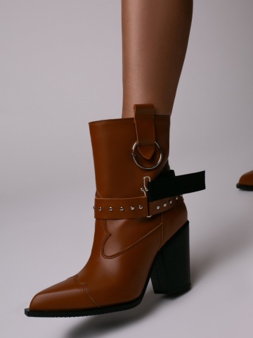 Ciocate Elektra cu toc inalt, piele naturala maro