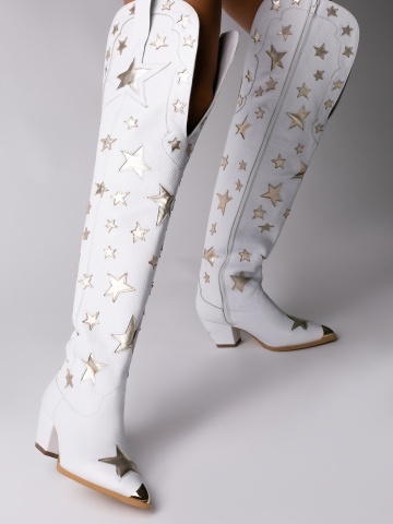 Ciocate Midnight Queen din piele naturala bizon alb si stelute aurii