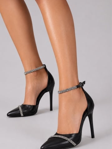 Pantofi Stiletto cu toc Cierra piele naturala, negre